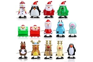 LATERN 14Pcs Christmas Wind Up Toys, 5CM x 7CM Christmas Clockwork Toys Mini Santa Claus Snowman Penguins Jumping Walking Toy for Kids Adults Christma Stocking Stuffers Party Bag Filler