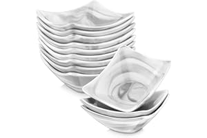 MALACASA, Serie Ramekin.Dish, 12 Pezzi di Ciotoline per Aperitivo/per Antipasto/per i Dolci/per Salse/per Merenda, Pirottini per Soufflé, Set Ciolete in Ceramica Grey, 60ml