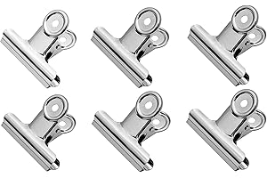 GUTE LINES Fermacarte, Clip Multiuso in Metallo, Pinze Multiuso, Clip del Raccoglitore,Ufficio di Cancelleria Pinze, per Ufficio, Scuola e Famiglia (6 pz x 75mm)