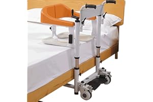 BOTOWI Patient Lift Patient Transfer Lift Chair, Bed Commode Chair with 180° Split Seat, Wheelchair Lift with Hand Crank Lift Lever, Height-Adjustable Disabled Shower Chair
