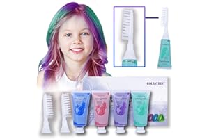 COLAYERIST Temporary Hair Dye for Kids & Adults Washable, 4PCS Hair Chalk for Kids，Temporary Hair Colour Wax Girls Birthday Presents, Kids Temporary Hair Makeup Sets Dye for Dark Hair