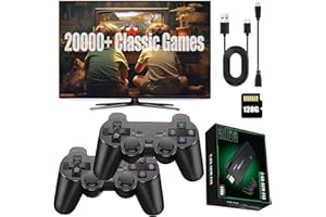 SCRIMEMO Retro Konsole Spielkonsole Stick Videospielkonsole mit 2 Gamepads, 21000+ Spielen, 4K HDMI Plug and Play Wireless Game Stick für TV, Spiele Geschenk für Jungen und Erwachsene (128G Plus)