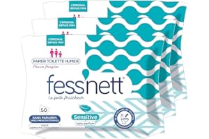 FESS NETT Fess'nett Papier Toilette Humide Sensitive, Le lot de 3 x 50 lingettes