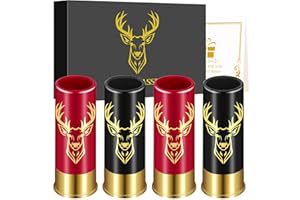 LKKCHER NOVELTY Lot de 4 Verres à Shot en Forme de Tête de Cerf avec Boîte Cadeau, Cadeaux de Fête de Mariage, Fête des Pères, Noël, Cadeaux de Chasse au Cerf, Petites Tasses à Shot, 45ml, Plastique, Noir et Rouge