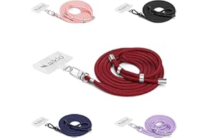 Aiklo | Colgante Universal teléfono móvil para Colgar Hombro/Cuello | Compatible e Intercambiable Entre Fundas | Correa Regulable en Altura Doble Anclaje | Cuerda de Nylon cómoda, Suave, Resistente