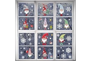 RHHGOPM Fensterbilder Weihnachten Selbstklebend, Gnom Weihnachten, Fensteraufkleber, Weihnachtsdekoration, Aufkleber für Glasfenstertür, Schaufenster