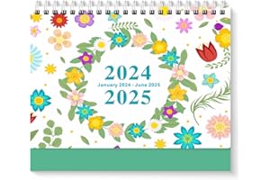 Kawoja Desk Calendar 2024 UK,Family Calendar from January 2024 - June 2025, Family Monthly Planner 18 Months, 20.3x18.5cm, Spiral Bound Calendar for Home Business Office School
