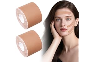 JEQQINUZ 2 Rolle Face Lifting Tape Face Tape Lifting Gesicht, Physiologisches Tape Hautfarben Jawline Zornesfalte Pflaster Gesichtstape Gegen Falten Facetape 5cm*5m(Hautfarben)