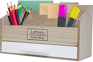 DRULINE Letters Vassoio Lettera Postablage Mensola con Cassetto Porta Lettere Postbox Carta Box Vassoio Carta Legno - Naturale