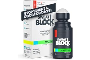 SweatBlock Antiperspirant Roll-on - Maximum Clinical Strength Antiperspirant for Women & Men perfect for Hyperhidrosis, Excessive Sweat, & Odor - Block Sweat for Days Per Use - 1.2 FL OZ
