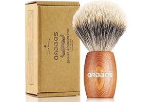 Anbbas Handarbeit Rasierpinsel aus reinem Dachshaar - Griff aus massivem Holzgriff für Männer