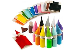 Ulanik Peg Bambole con cappelli e letti Montessori giocattolo di legno Sorter Gioco 12 Gnomi 60mm Età 3+ Colore ordinamento e il conteggio Peg Bambole in età prescolare di apprendimento Istruzione