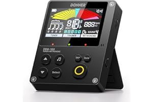 Donner Guitar Tuner Metronome, Rechargeable 3 In 1 Digital Metronome Tuner for Ukulele, Bass, Violin, Chromatic, Piano, Wind Instruments, Trainer Rhythm Mode, Black, DBM-100