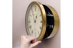 BAYEHNGS Wall Clock with Hidden Safe, 10 inch Plastic Secret Safe Wall Clock for Living Room Decor, Vintage Decor Clock Diversion Safe with Hidden Compartment, Cool Stuff for Your Room (Gold)