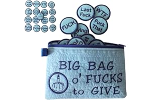CQSVUJ Big Bag of Fucks to Give Zipper Pouch - Fucks to Give Gag Gift, 9/17pcs Embroidery Fucks to Give Coins, Stress Relief Gadgets Funny Gifts for Friends Coworkers (Blue-17PCS)