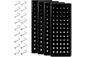 Dochais 100-240 Piezas Piercing Nariz Acero Inoxidable 316L, Piercing Nariz Forma de L Rectac, Piercing Nariz Hipoalergénico, Perno Nariz para Mujeres y Hombres 20G 22G 1,5mm 2mm 2,5mm 3mm