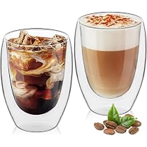 Lot De 6 Tasses Expresso Verre Double Paroi - 80ml - Transparent - Lavable Lave-Vaisselle