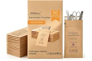 TMRBBESTY 50 Stück Sterilisationsbeutel,Sterilisator für Instrumente,100 x 200mm Sterilisation Tasche,Autoklav Sterilisator,Selbstversiegelnde Sterilisationsbeutel,Für Kosmetika und Nagelwerkzeuge