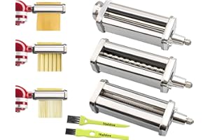 Italdos, Nudelwalze- und schneider, kompatibel mit KitchenAid, 3-in-1 Set, Lasagne-Walze, Fettuccine- und Spaghetti-Schneider, Nudelmaschine aus Edelstahl mit Reinigungsbürsten