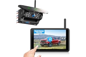 ZEROXCLUB Solar Powered Wireless Reversing Camera Kit 5" 1080P Monitor, 1 Min DIY Installation & Support 4 Split Screen, IP69K Waterproof Reversing Camera for Car Van Truck Trailer