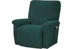 ‎TOPCHANCES TOPCHANCES Stretch Liegestuhl Abdeckung, Liegestuhl Schonbezüge Couchbezug Antirutsch Sofa Schonbezug, Möbelschutz mit Gummizug Unterseite Seitentasche (Dunkelgrün), TYT01, Einheitsgröße