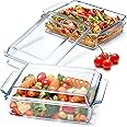 (Set of 2) 1.5L+2L Rectangular Glass Casserole Dish With Glass Lid Glass Bakeware Glass Microwave Casserole Dish Glass Baking Dish with Lid (1.5L+2L)