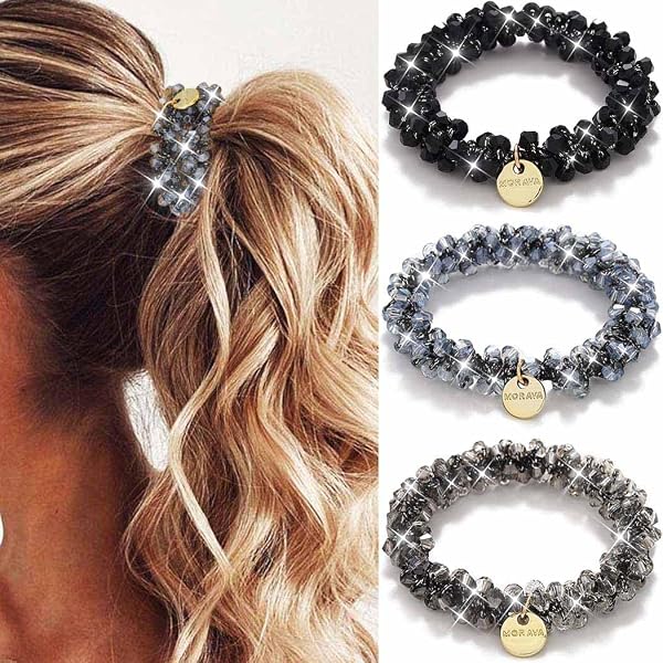 Runmi Perlen-Haargummis – Elastisch, Dehnbar, 3 Stück, Für Damen & Mädchen, Perfekt Für Party & Alltag