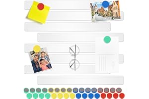 Wukong 30x3cm | 8 pezzi di bianca lavagna magnetica, strisce magnetiche con 16 pezzi di magneti colorati per lavagna da frigo per ufficio, bacheca, lavagna magnetica, parete fotografica, ufficio