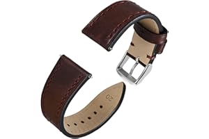 Anbeer Cinturino in pelle vintage, 18mm 20mm 22mm sostituzione rapida cinturino in pelle di vitello per uomini e donne, fibbia in acciaio inox