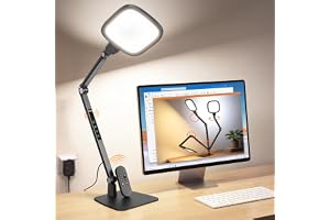 Jeebel 18W LED Skrivbord, 1500LM Kontorslampa Dimbar, 5 Färgtemperaturer