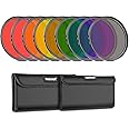Neewer 9PCS Full Color Lens Filter Set, 52mm Resin Lens Filters with Red, Orange, Blue, Yellow, Green, Brown, Purple, Pink, Gray Color Available with 2 Pouches, Camera Lens Accessories