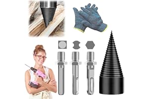 KNUBBUF Festberg Bohrer Holzspalter Original, 32/38/42/45/50mm Festberg Bohrer, Festberg Bohrer Holzspalter Mit 3 Griffen, Holzspalter Bohrer, Festberg Bohrer Set (32mm)