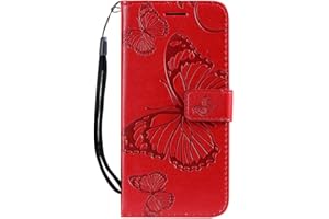 DENDICO Cover per Galaxy A40, Pelle Portafoglio Custodia per Samsung Galaxy A40 Custodia a Libro con Funzione di appoggio e Porta Carte di Credito - Rosso