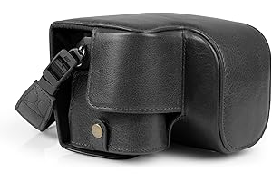 MegaGear Pokrowiec na aparat z prawdziwej skóry do Sony Alpha a6700 (16-50 mm) - stylowy i ochronny, Czarny, Obudowa aparatu