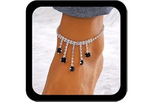 Wendalern Boho Tennis Cavigliera Per Le Donne Argento Strass Goccia Nappa Cavigliera Diamante Cz Tennis Catena Caviglia Estate Spiaggia Gioielli Piede