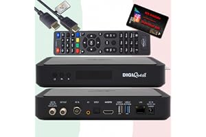 DigiQuest Q99 4K UHD satellitmottagare med TiVuSat-kort aktiverat svart - italiensk TV Rai Mediaset LA7, DVB-S2/T2, HEVC HDR, PVR Ready, LAN, USB, certifierad mottagare + HTS e-com HDMI-kabel
