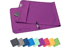 FIT-FLIP Ręcznik treningowy z mikrofibry - Ręcznik fitness z kieszenią zapinaną na zamek + klips magnetyczny - Kompaktowy i szybkoschnący - Ręcznik sportowy Gym