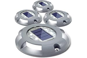 Siedinlar Solaire Pont Lumières Allée Dock Lumière LED Marqueurs De Route Imperméables Extérieurs À Énergie Solaire Pour Étape Trottoir Escalier Jardin Chemin Au Sol Patio Yard 4 Pack (Blanc)