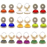 Tia Crafts Plastic Base Metal Pearl Earrings For Women's (Pack of 9)
