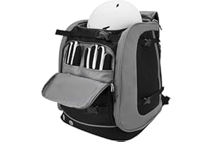 BONJUME Bolsa Para Botas De Esquí 65L Con Compartimento Para Casco - Mochila Negra Para Esquí De Travesía y Snowboard - Para Botas, Patines De Hielo y Casco