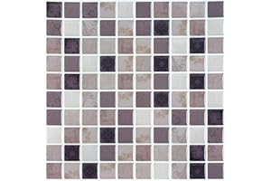 6 Piezas Ecoart Decorativos Adhesivos Para Azulejos Pegatina de pared, Azulejos de gel, diseño de mosaico, efecto 3d, Cenefa autoadhesivo, Para cuarto de baño y cocina (Color de la Tierra)
