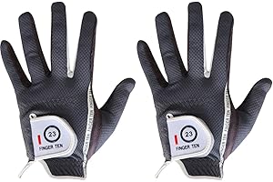 FINGER TEN Guantes de Golf para Hombre, protegen del Calor, la Humedad y la Lluvia, con Agarre, Color Negro y Gris, 2 Unidades