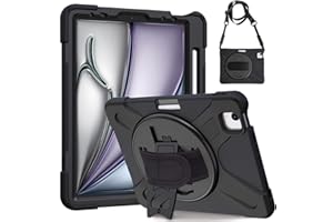 Gerutek Hülle für iPad Air 11 Zoll M3/M2 (2025/2024), iPad Air 5./4. Gen 10,9" 2022/2020, iPad Pro 11 Zoll (4./3./2./1.Gen), Stoßfeste Robust Schutzhülle mit Drehbar Stände Stifthalter Schultergurt