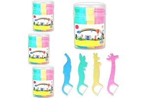 LIWEIN Liwien Hilo dental para niños, 4 Colores Hilo Dental, Set de cuidado dental desechable para niños, 160 piezas de Arcos Dentales Hilo Dental con Mango Diseño Seguro y Divertido para Niño