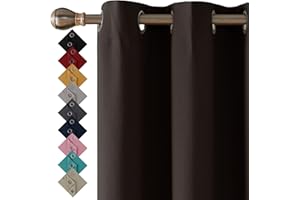 GENERIC Thermal Insulated Blackout Ring Top Eyelet Curtains for Bedroom Windows 2 Panels (Dark Brown, 66”(167cm) wide x 72”(182cm) long)