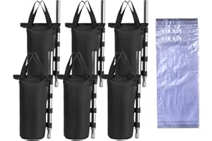 YELAIYEHAO Baldachin-Gewichtssäck-Set mit Wasserspeicherbeuteln für Pavillon, Zelt, Festzelt, Carport, 6er-Pack Sandsäcke und 6er-Pack Wassersäcke, Schwarz (Schwarz, R-6PCS)