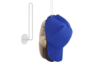 NQEUEPN 2 szt. Wieszaki na Czapki z Daszkiem, Metalowy Organizer do Czapek Uchwyt do Przechowywania Kapeluszy Wieszak na Czapki do Drzwi, Sypialni, Szafy, Nawiercony w Scianie (Bialy)