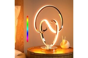 airnasa RGBW Lampe de Table Spirale, en Forme de Cœur, 10 Modes d'Éclairage, Contrôlés Par Un Bouton, Pour Se Détendre, Faire La Fête, Déco, Cadeau - Argent
