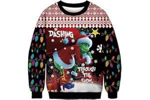 Imbry Mens Ugly Christmas Sweatshirt Unisex Santa Cat Sweater 3D Shirt Top Jumper