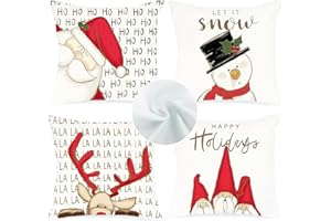 ASTRIgneous Set di 4 federe per cuscino natalizio, 40 x 40 cm, morbide e confortevoli, per divano, letto, decorazione per la casa, soggiorno, camera da letto